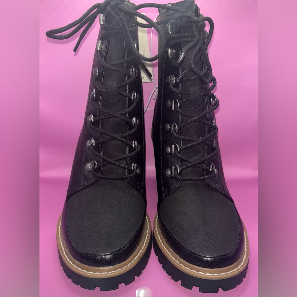 Black Lace-Up Ankle Boots